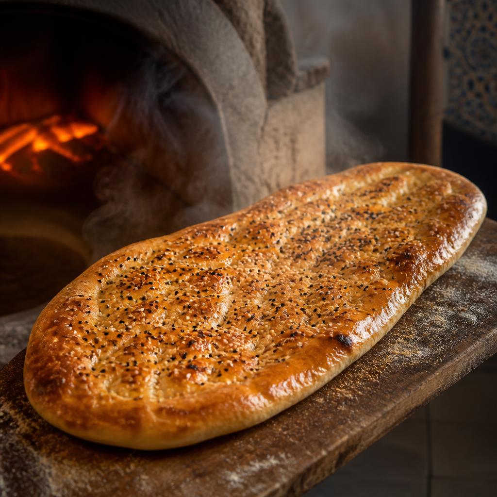 Frisches afghanisches Brot backt im heißen Tandoor-Ofen